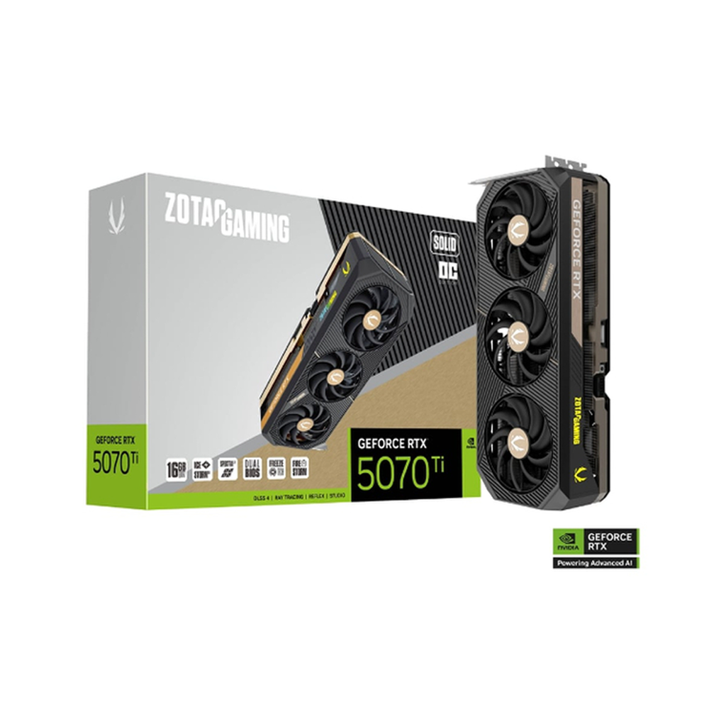 CARTE GRAPHIQUE ZOTAC GAMING GEFORCE RTX 5070Ti SOLID OC 16GB GDDR7