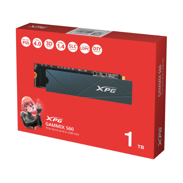 SSD NVME XPG GAMMIX S60 1TO M.2 PCIE GEN4 NOIR